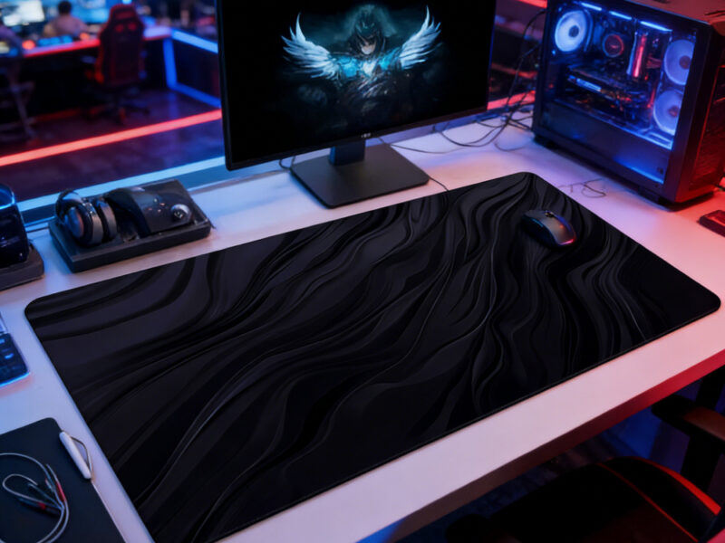 Large Esports Gaming Mouse Pad – Extra-Large Desk Mat with Premium Ripple Texture, Non-Slip Rubber Base, Washable & Stain-Resistant